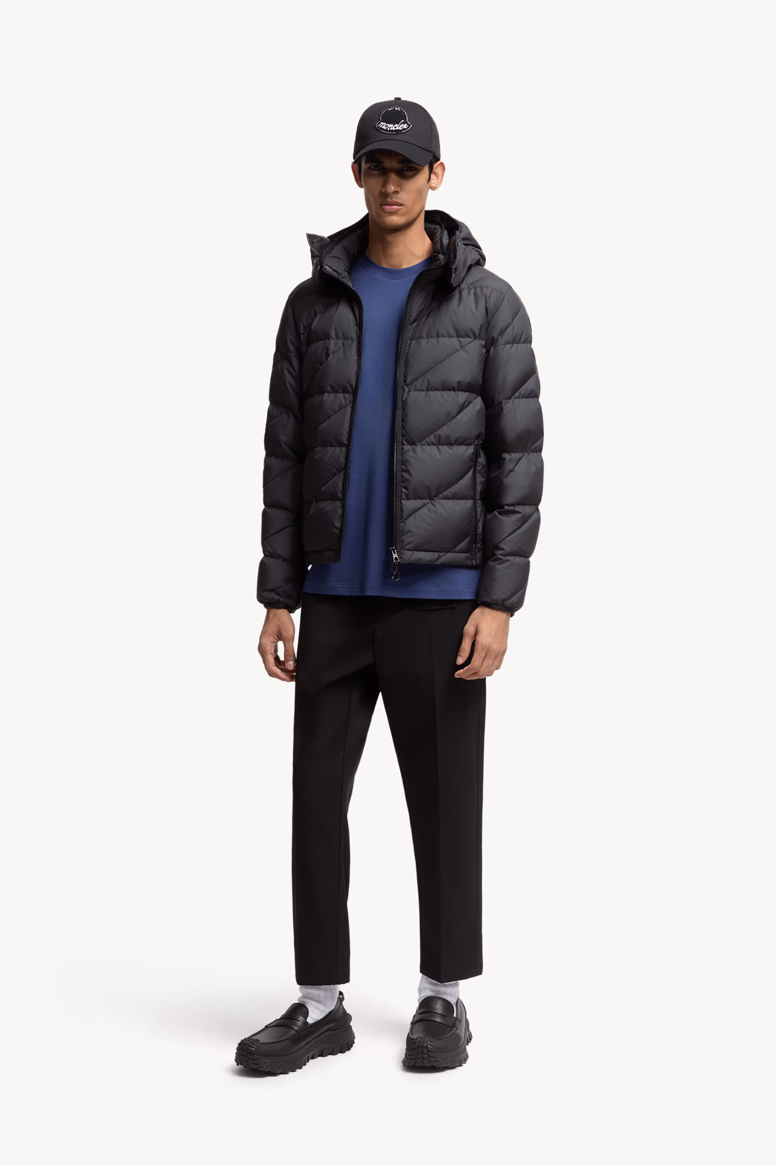 Logo Cotton T-Shirt Men Dark Blue Moncler 0